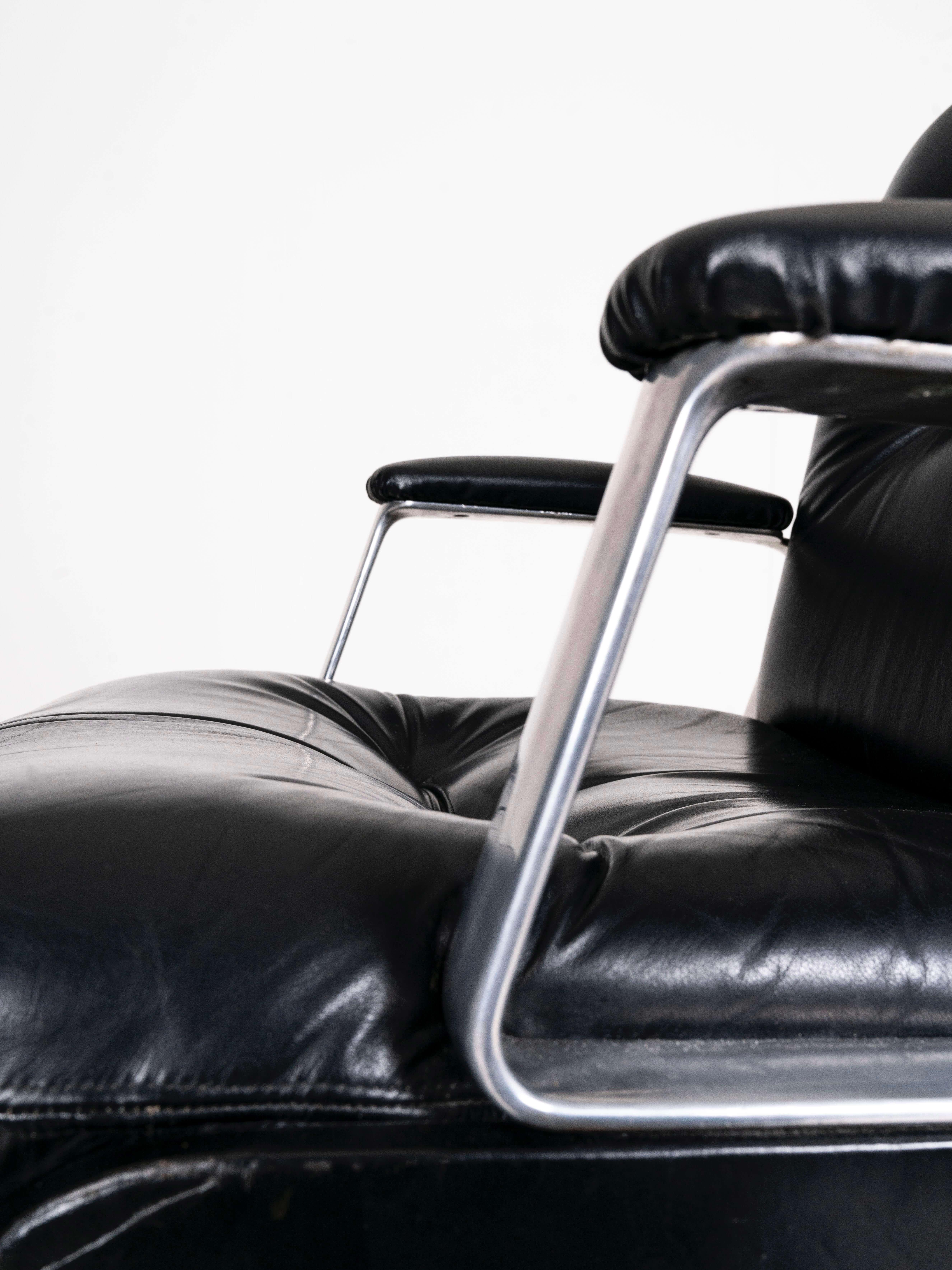 Chaise de bureau en cuir par Vaghi, Italie, années 1960 1