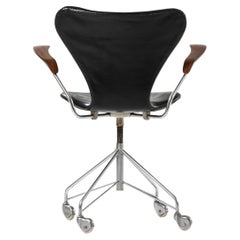 Office Chair in Leather, Steel and Rosewood by Arne Jacobsen, 1967