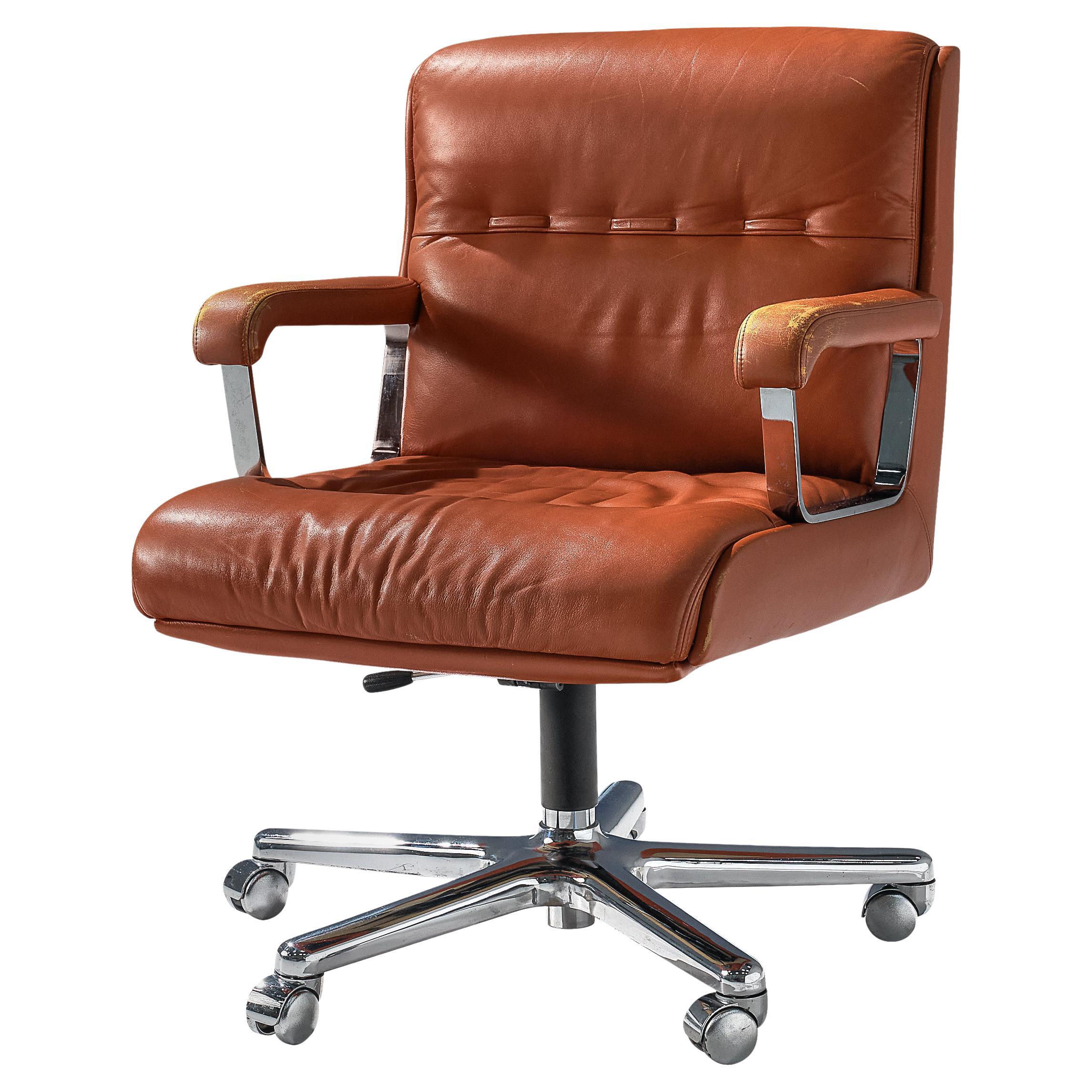 Norwegian Office Chair in Terracotta Leather For Sale at 1stDibs |  terracotta desk chair, terracotta office chair