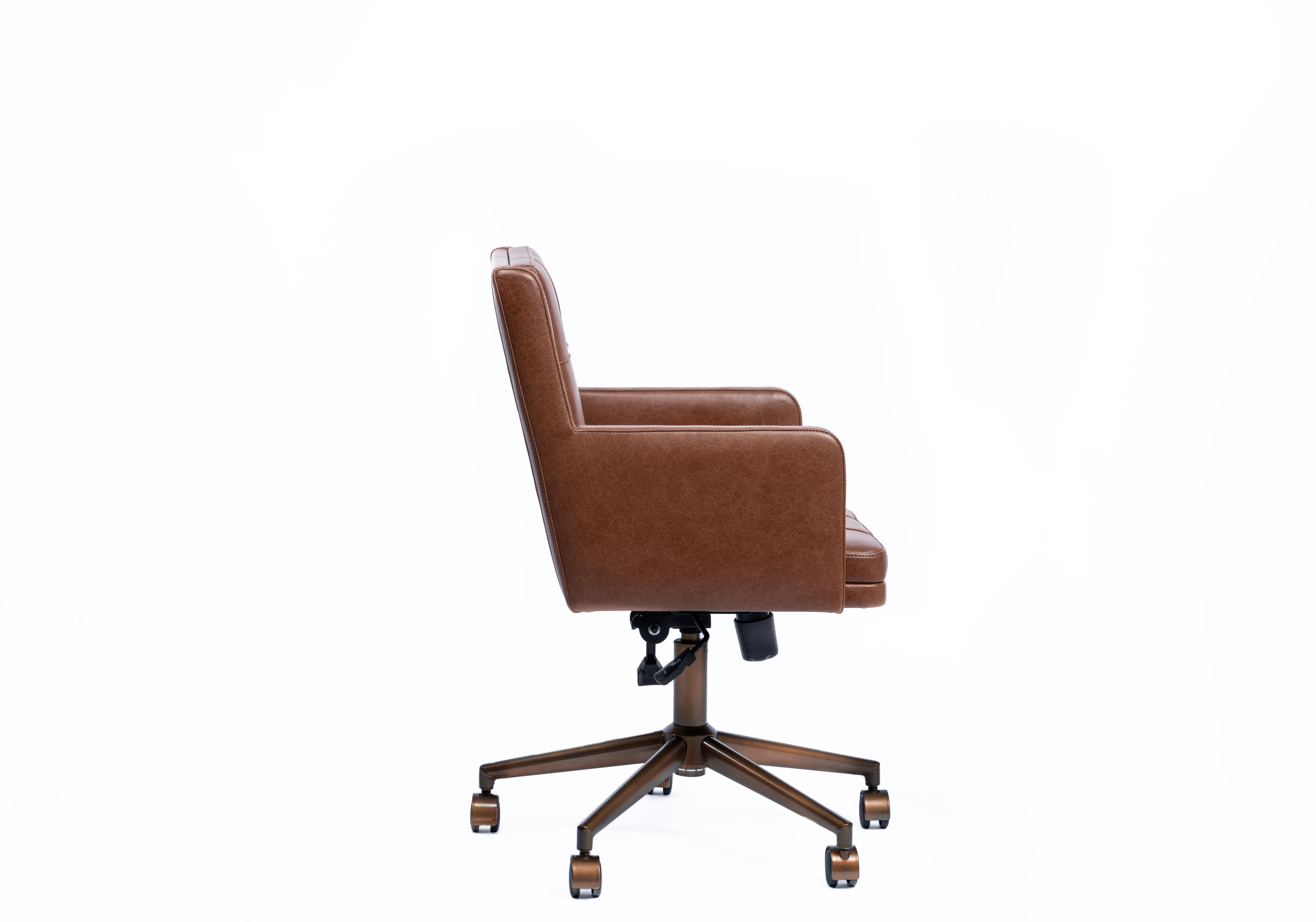 brown leather desk chair