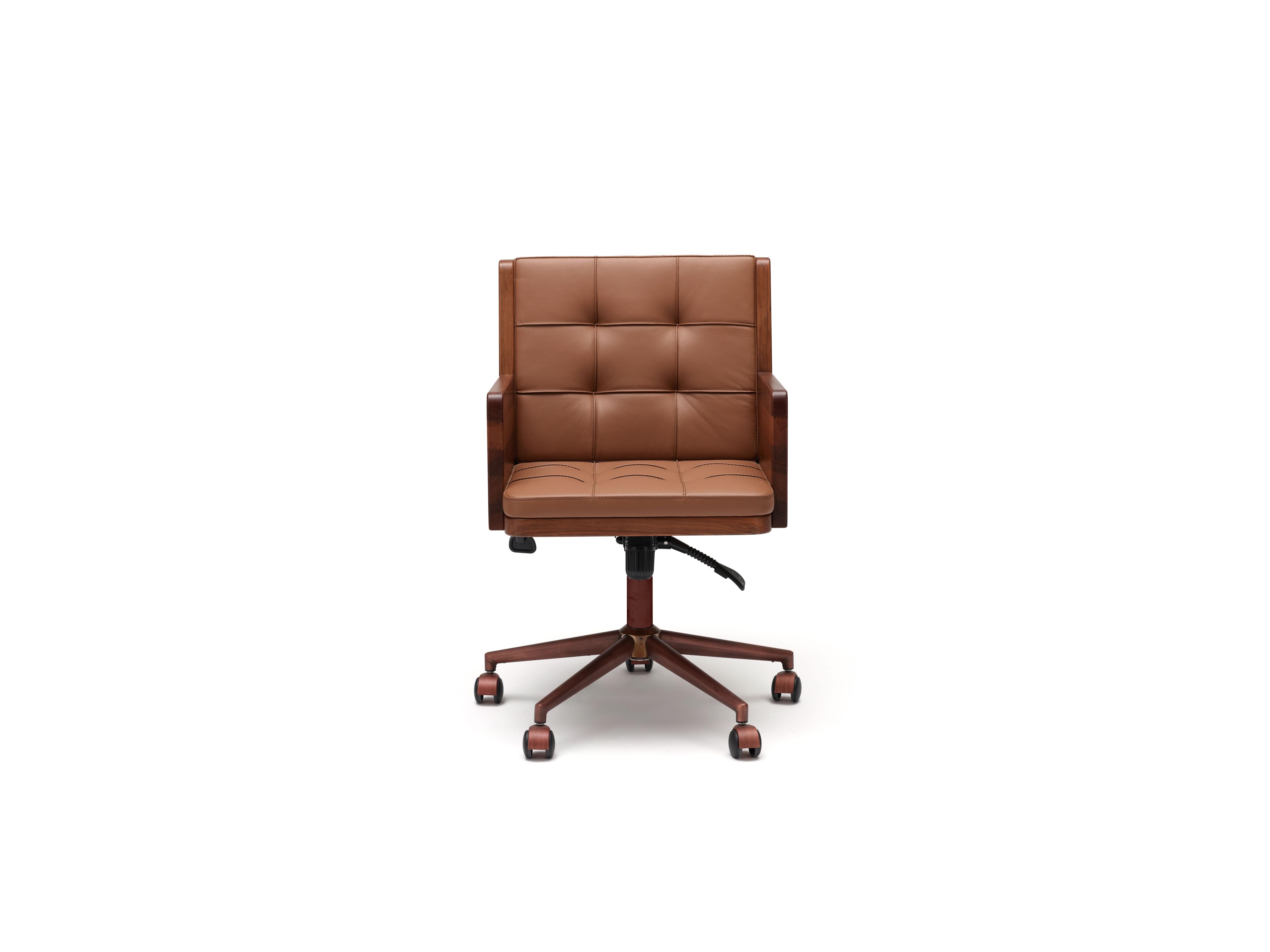 Darwin added wheels to the office chair in 19th century.
In the 1970s ergonomics was added to design criteria.
Today, it is the key element for whom spends long hours in the office.
Office chair consists a solid plywood body, leather upholstery and