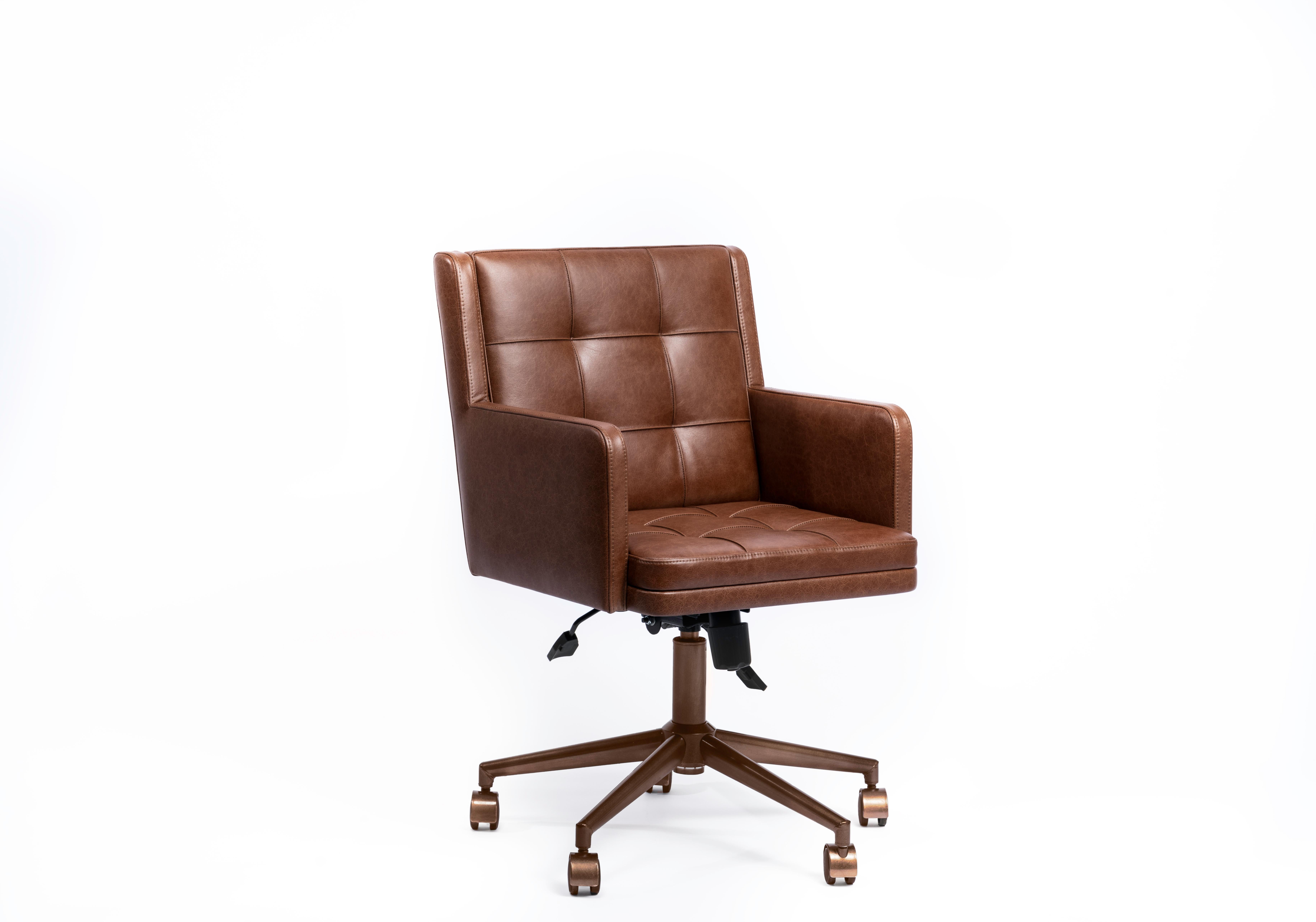 Bürostuhl, International Style Wooden Adjustable Office Chair (Leder) im Angebot
