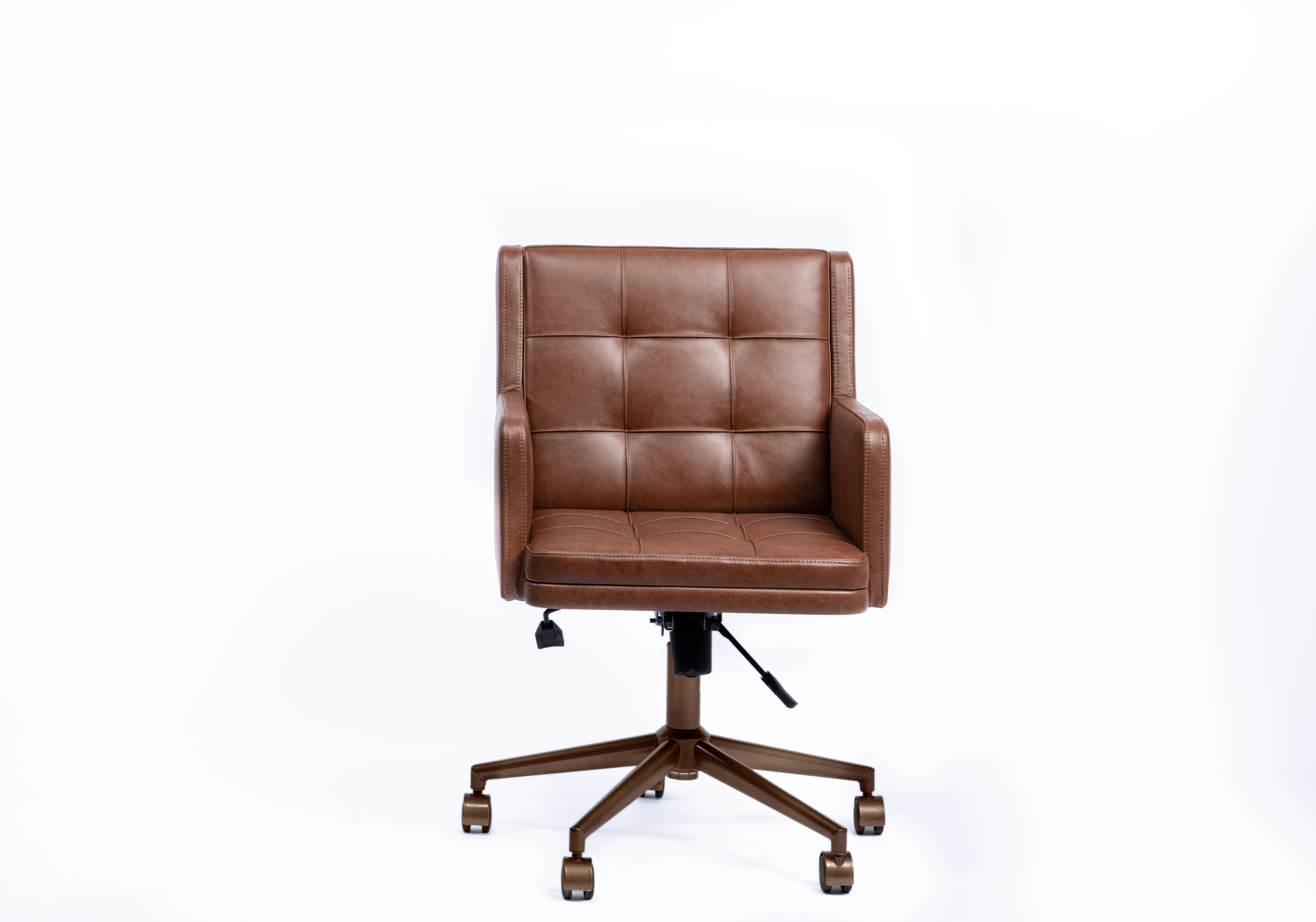 Leather Office Chair, International Style Wooden Adjustable Office Chair For Sale