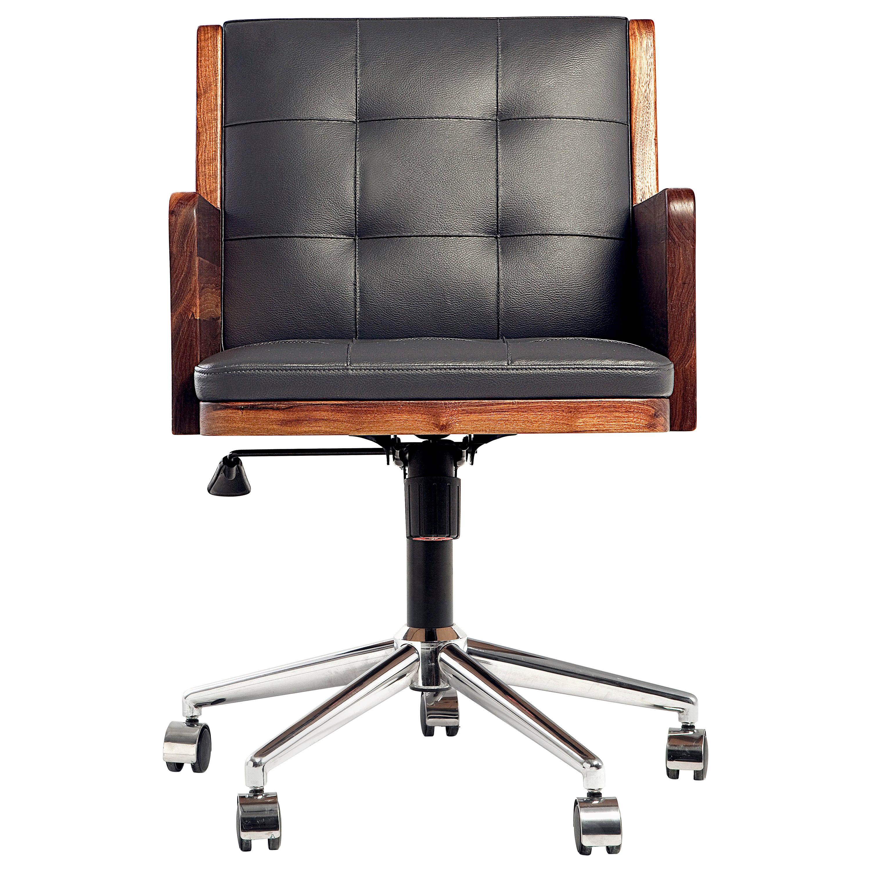 Office Chair, International Style Wooden Adjustable Office Chair