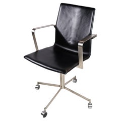 Office Chair Made of Steel and Black Elegance Leather of Danish Design