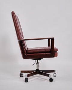 Office Chair Model 419 In Rosewood & Burgundy Leather By Arne Vodder For Sibast