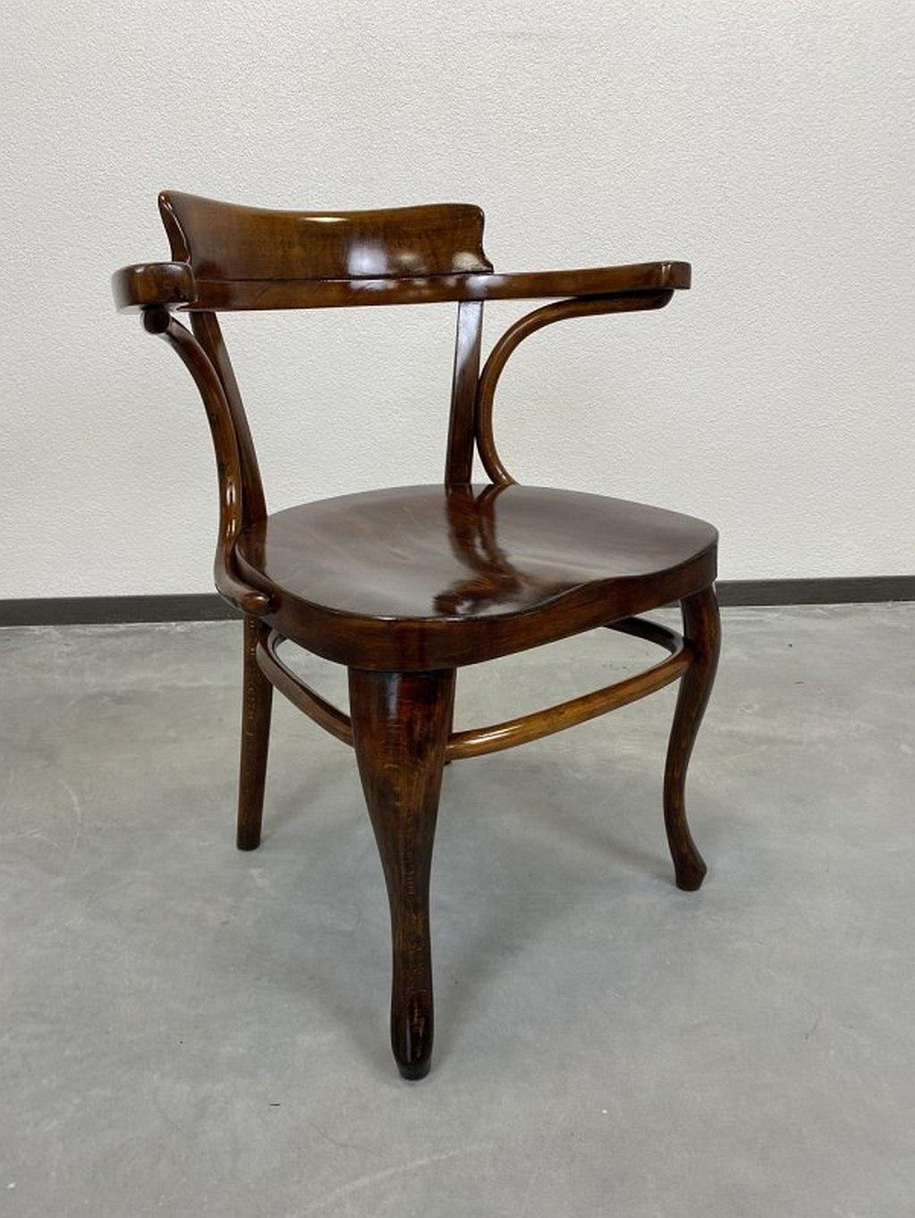 Secession office chair no.6150 by Adolf Loos executed by Thonet. Professionally stained and repolished.