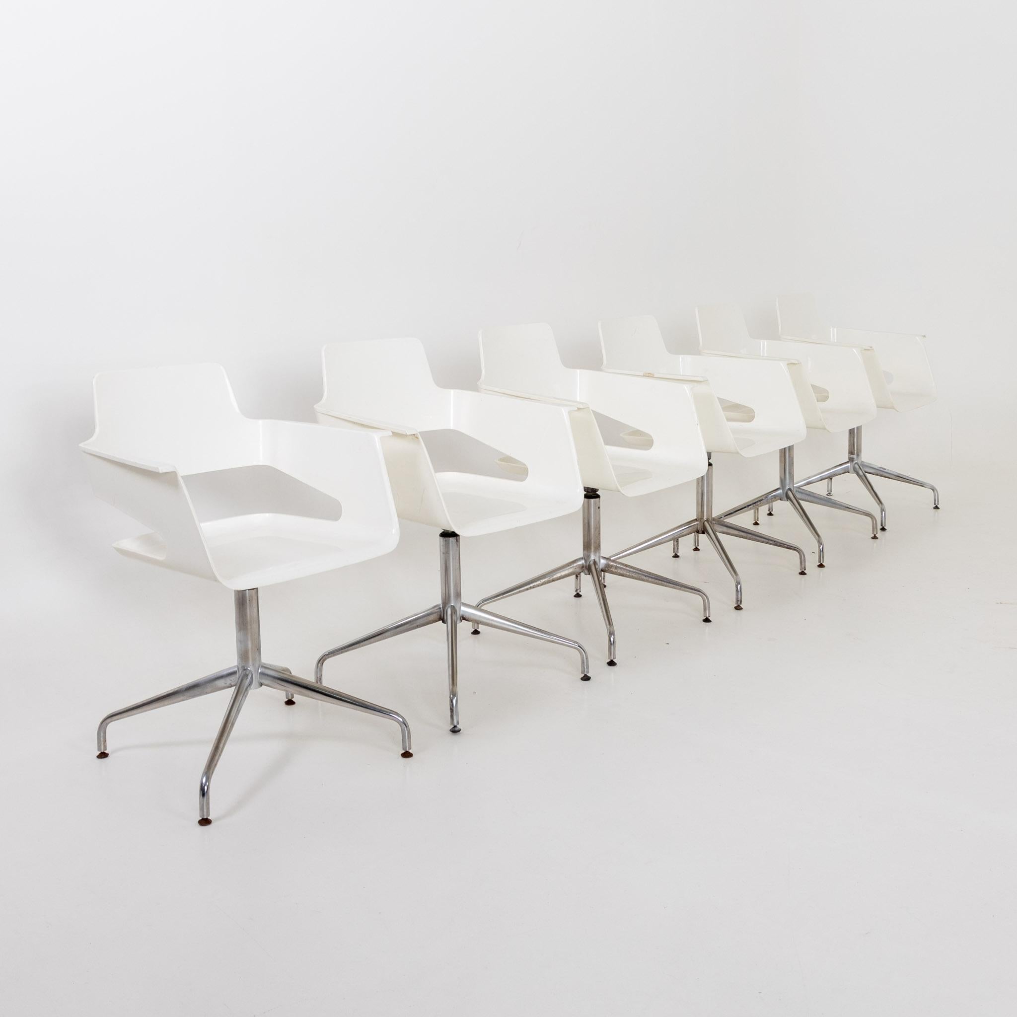 Set of ten Office Chairs, white and metal, 20th Century For Sale 1