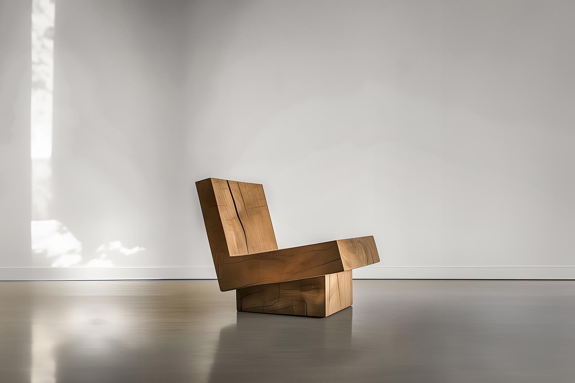 Brutalisme Chaise de bureau ergonomique en bois massif munie par Joel Escalona n°17 en vente