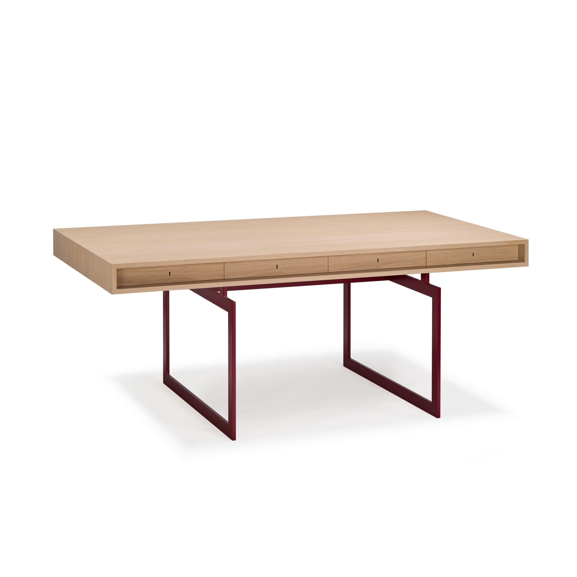 Danish Office Desk in Walnut Red Frame by Bodil Kjaer 1959 for Karakter For Sale