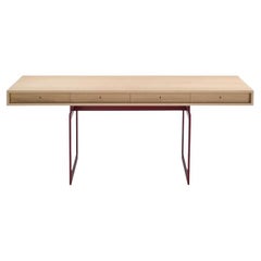 Bürotisch aus Nussbaumholz mit rotem Rahmen von Bodil Kjaer 1959 für Karakter