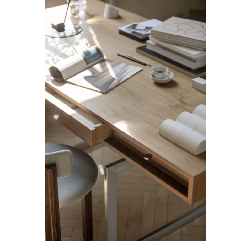 Bureau en noyer avec structure en acier inoxydable par Bodil Kjaer 1959 pour Karakter en vente 3