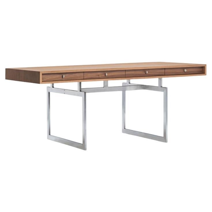 Bureau en noyer avec structure en acier inoxydable par Bodil Kjaer 1959 pour Karakter en vente
