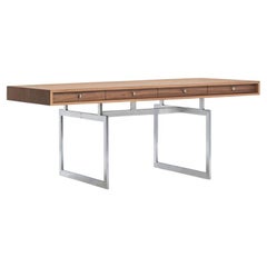 Escritorio de oficina de madera de nogal y estructura de acero inoxidable de Bodil Kjaer para Karakter