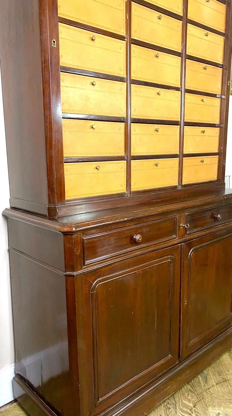 Leather Office Filing Cabinet / Cartonnier Mahogany - Louis Philippe Period France 19th For Sale