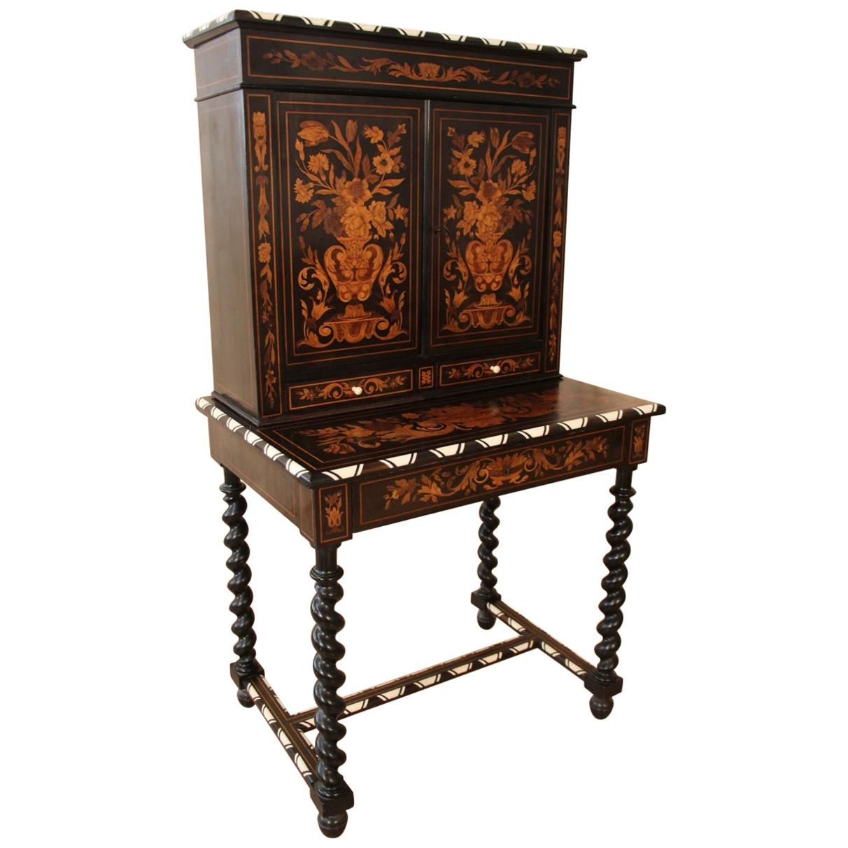 Office Happiness of the Day in Marquetry, 19th Century For Sale