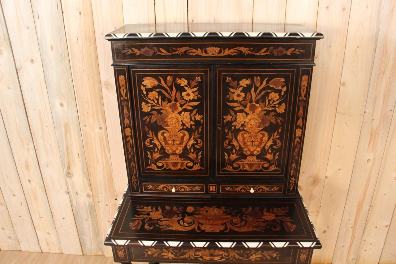 French Office Happiness of the Day in Marquetry, 19th Century For Sale