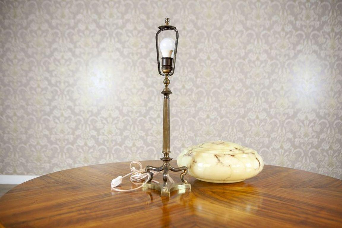 Art Deco Cream Office Lamp With Glass Shade From the Early 20th Century 3