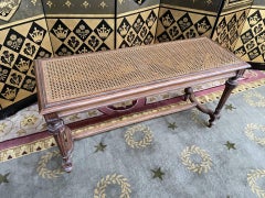Office or piano bench with caning
