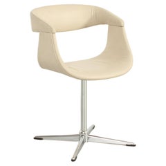 Office Swivel Chair in Cream Leather, France, 1960's