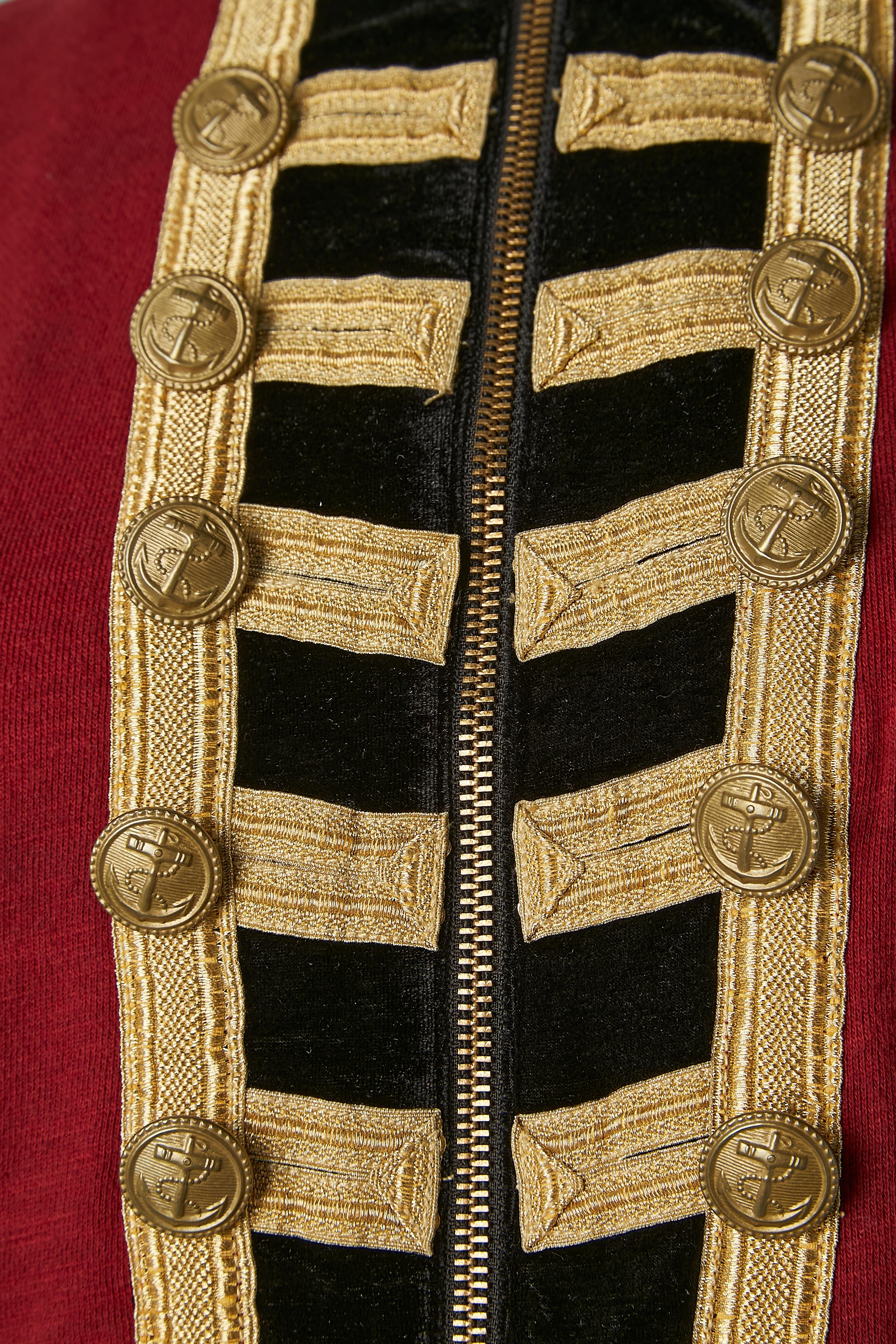 Officer jacket in red cotton and gold trims Ralph Lauren Denim & Supply  In Good Condition For Sale In Saint-Ouen-Sur-Seine, FR