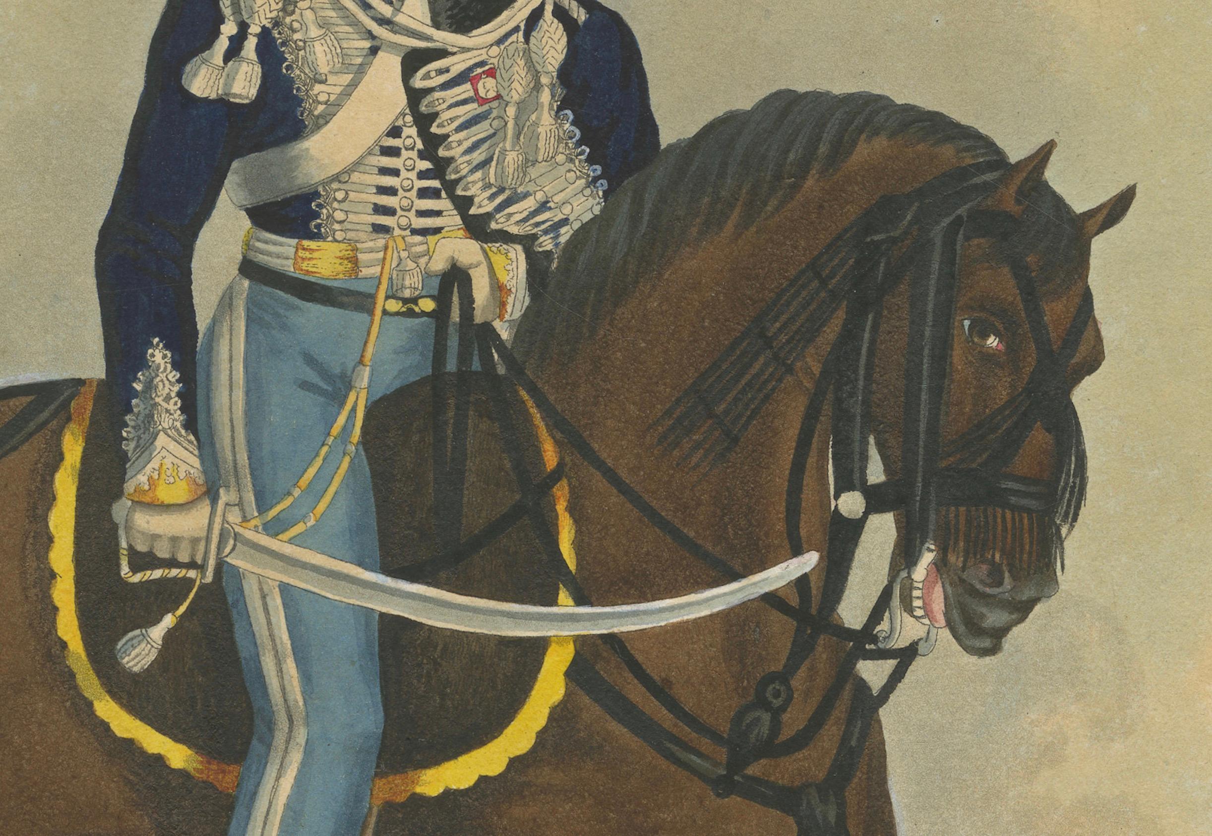 Paper Officer of the King's German Legion (Duke of Cambridge's Hussars), circa 1828 For Sale