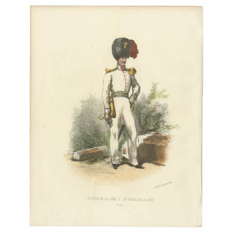 Officer of the Line: Old Print of a Military Official in the Papal Court , 1862