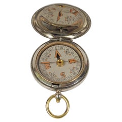 Officer Pocket Aviation Compass Antique in 1918 Signed Clement Clarke Ltd London
