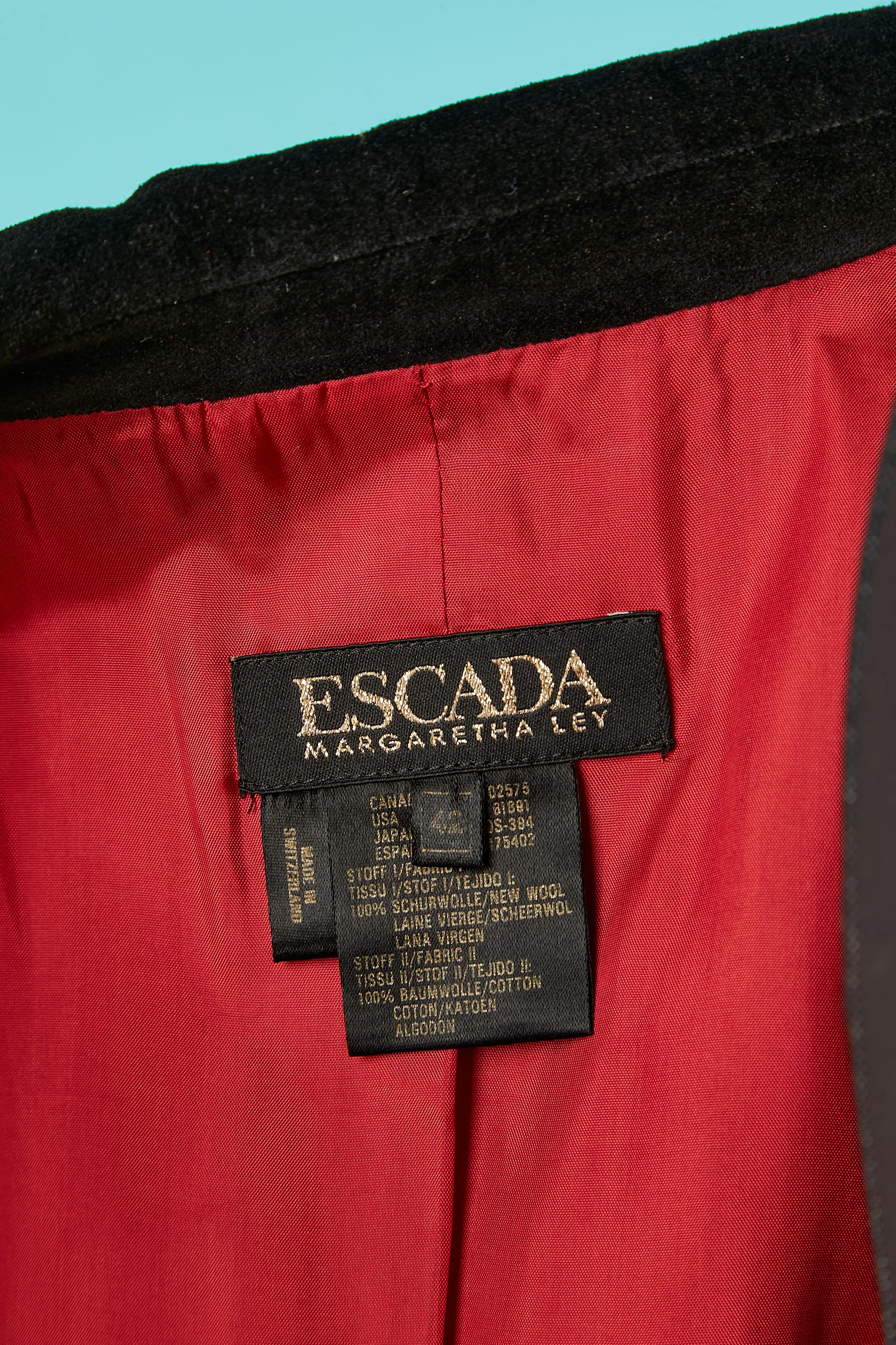Officer style long jacket with velvet collar Escada Margaretha Ley  For Sale 2