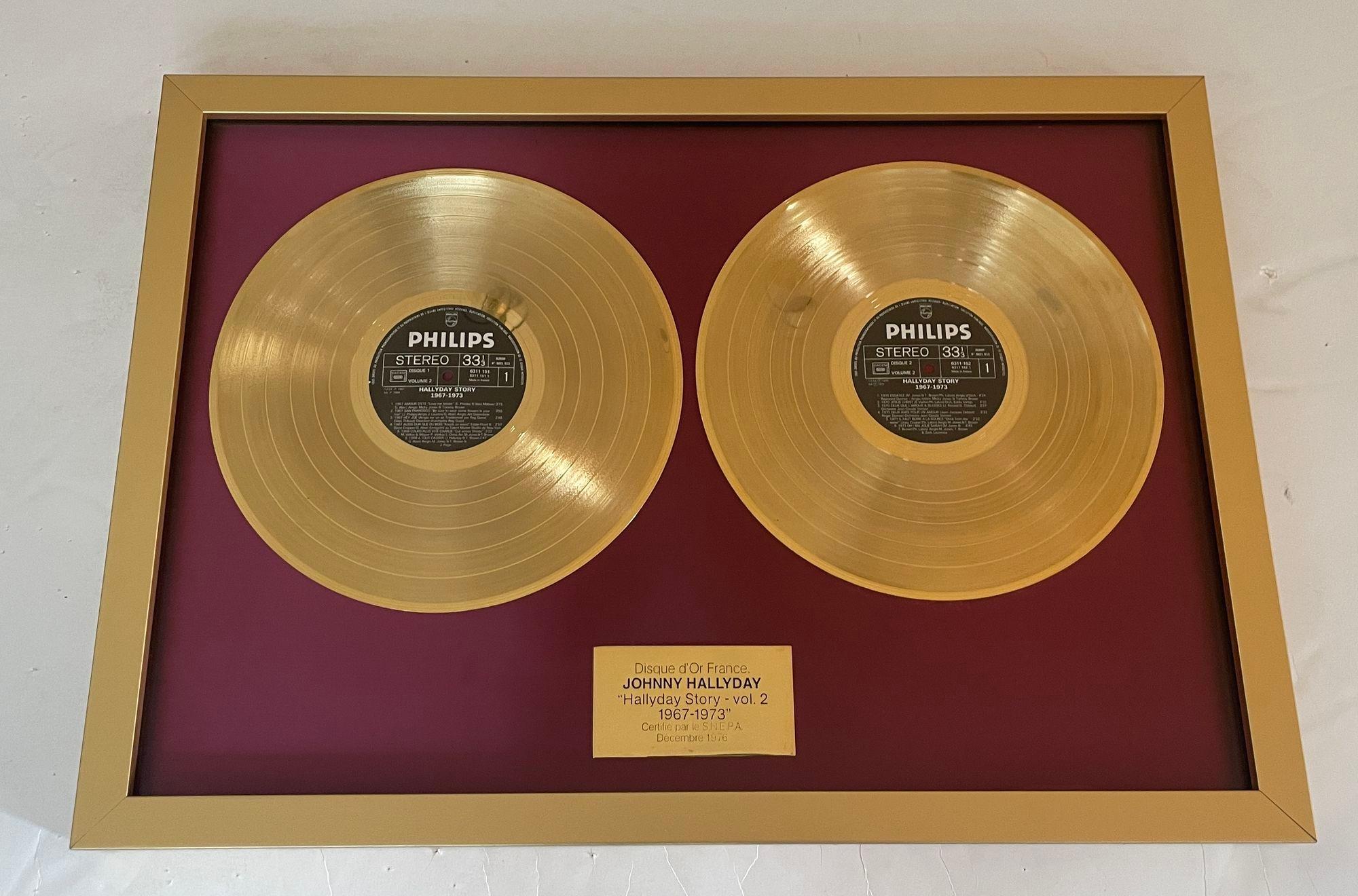 Gold Record Award - Official Disque d'Or France Johnny Hallyday 