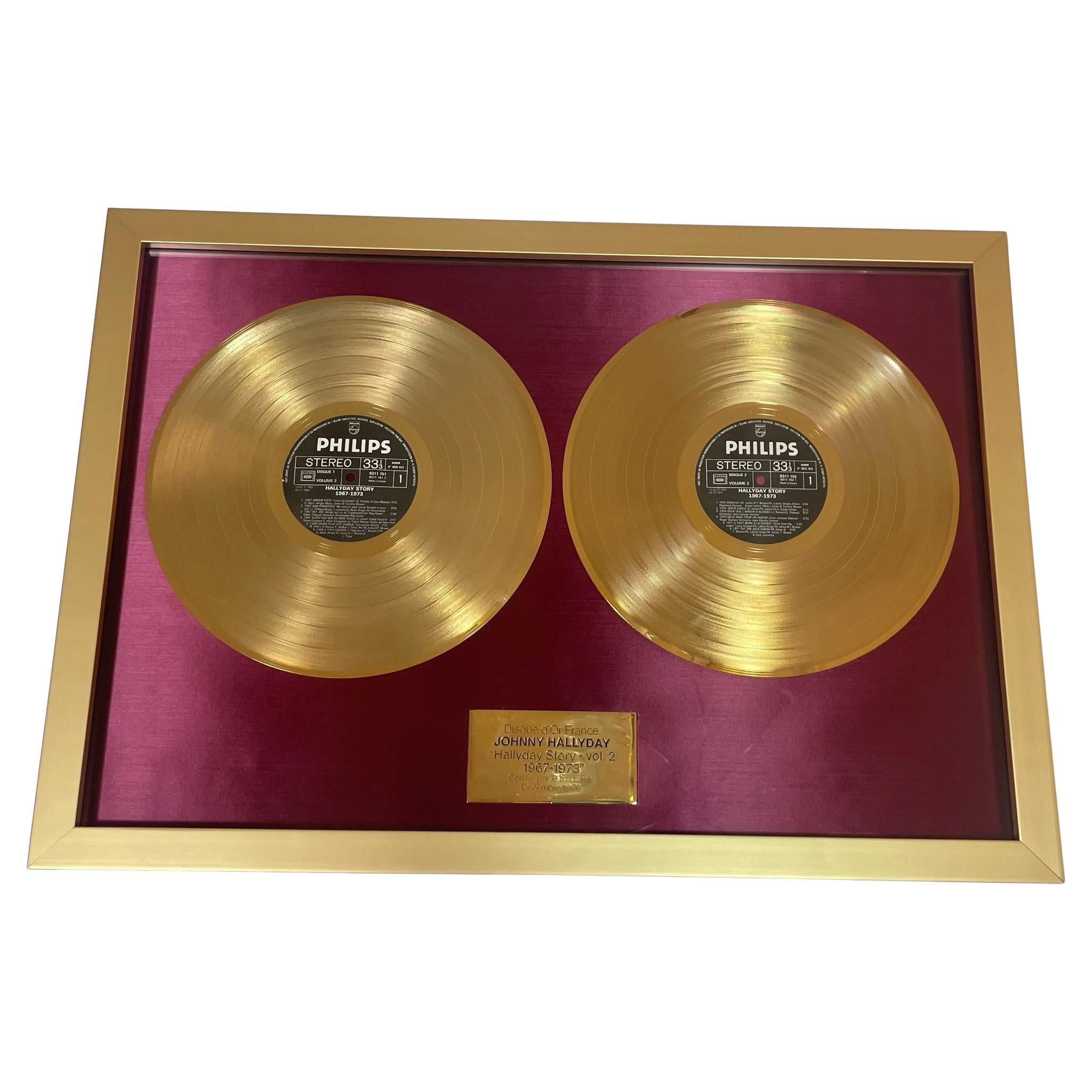 Official Gold Record Award France Johnny Halliday Story 1967-1973 Vol.2 For Sale