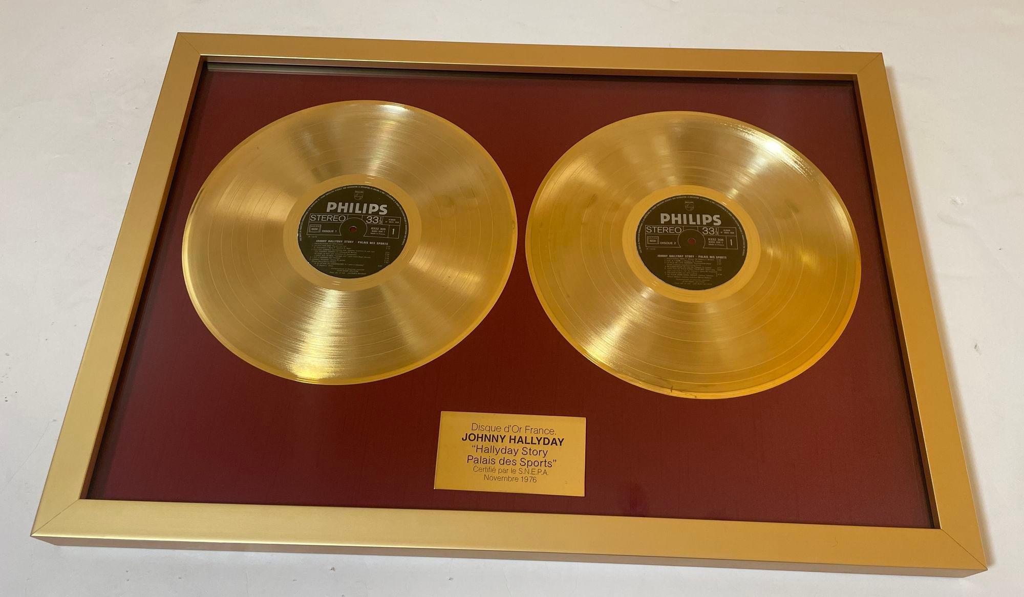 Official Gold Record Award France Johnny Halliday Story Palais des Sports 1976.
Gold Record Award - Official Disque d'Or France Johnny Hallyday 