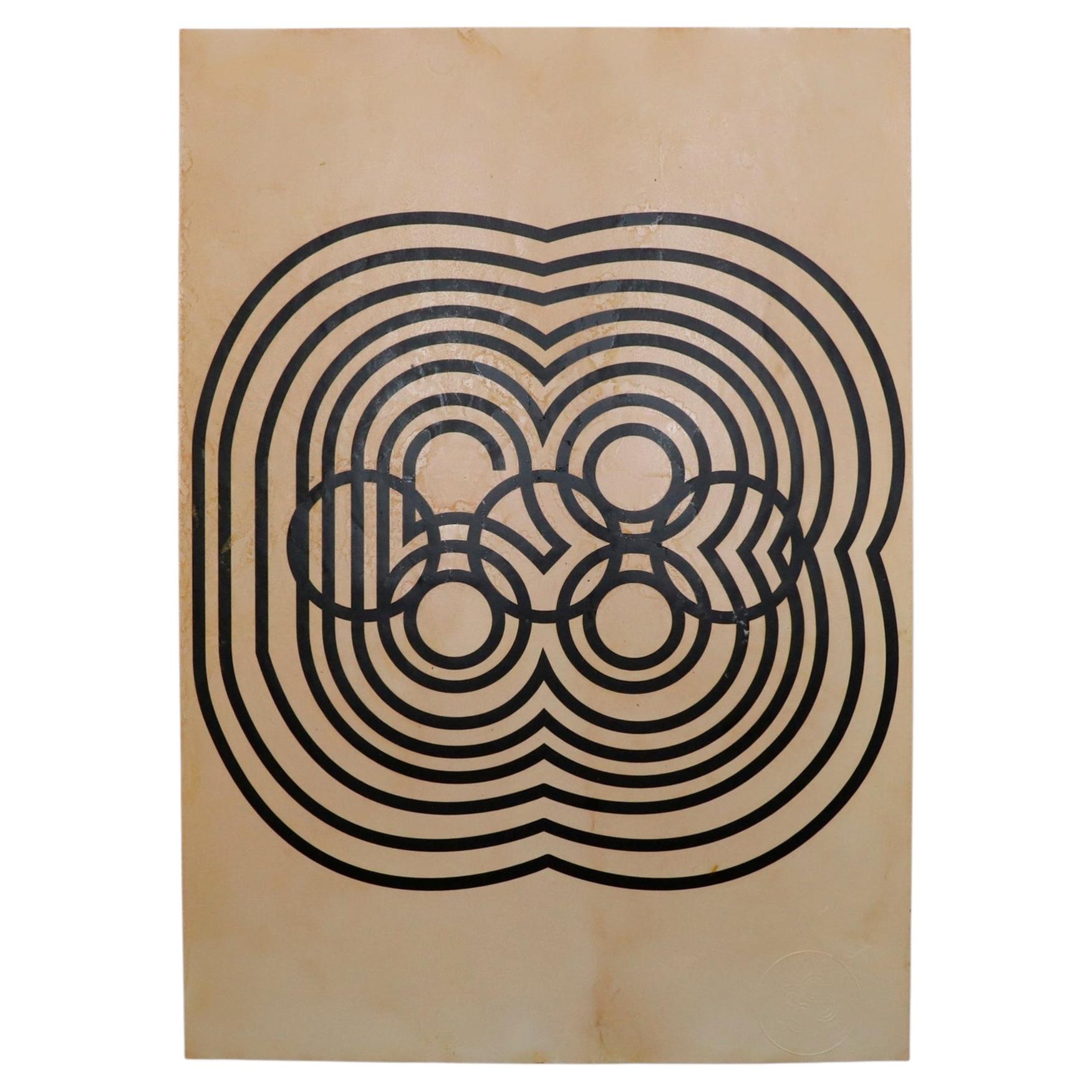 Official Mexico 1968 Olympic Poster in Black and White – Embossed Original For Sale