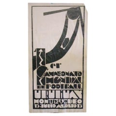 Official Uruguay 1930 F.I.F.A. World Cup Poster, Art Deco Football, Soccer