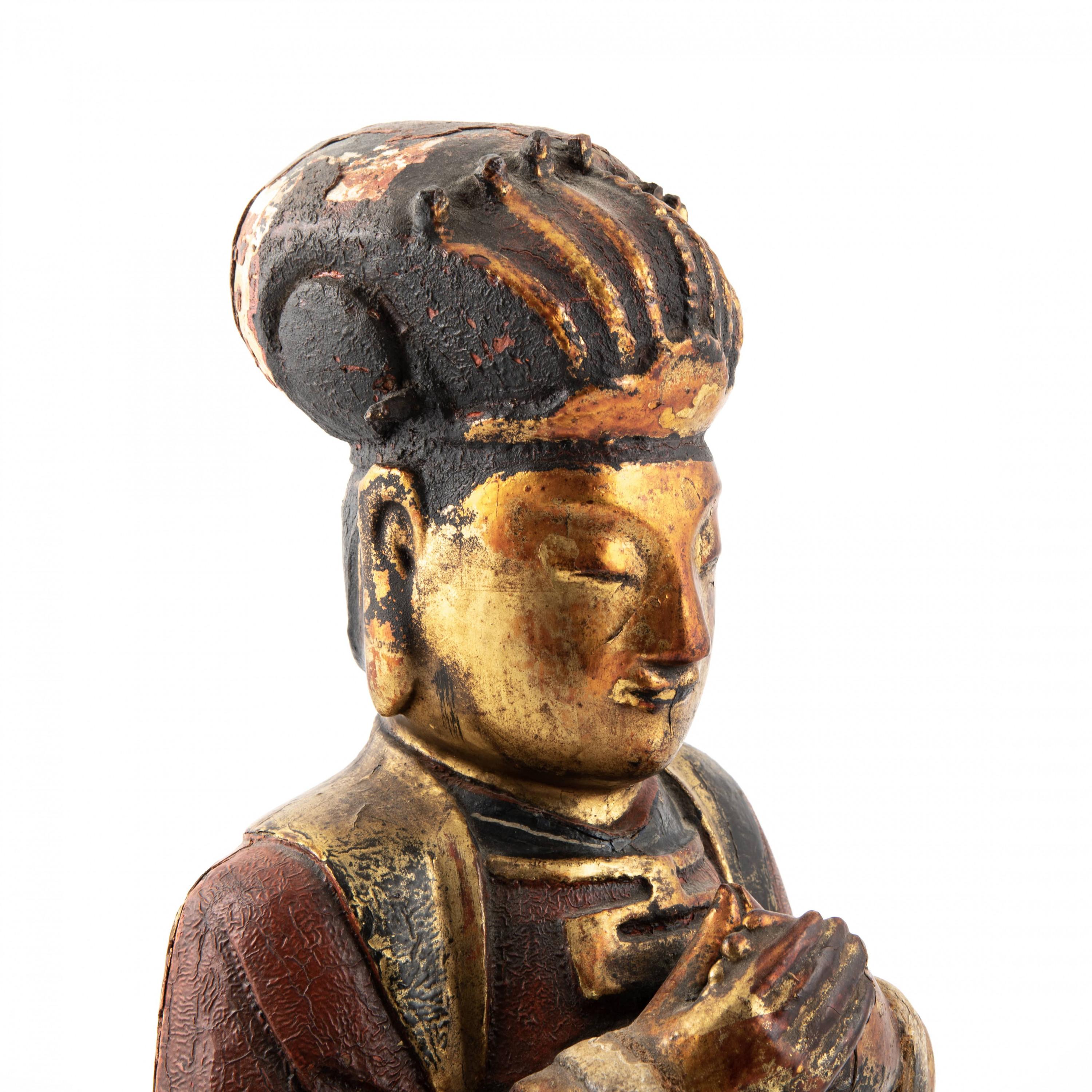 Gilt Late 18th Century Chinese  Wooden Seated Official Figure