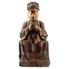Late 18th Century Chinese  Wooden Seated Official Figure