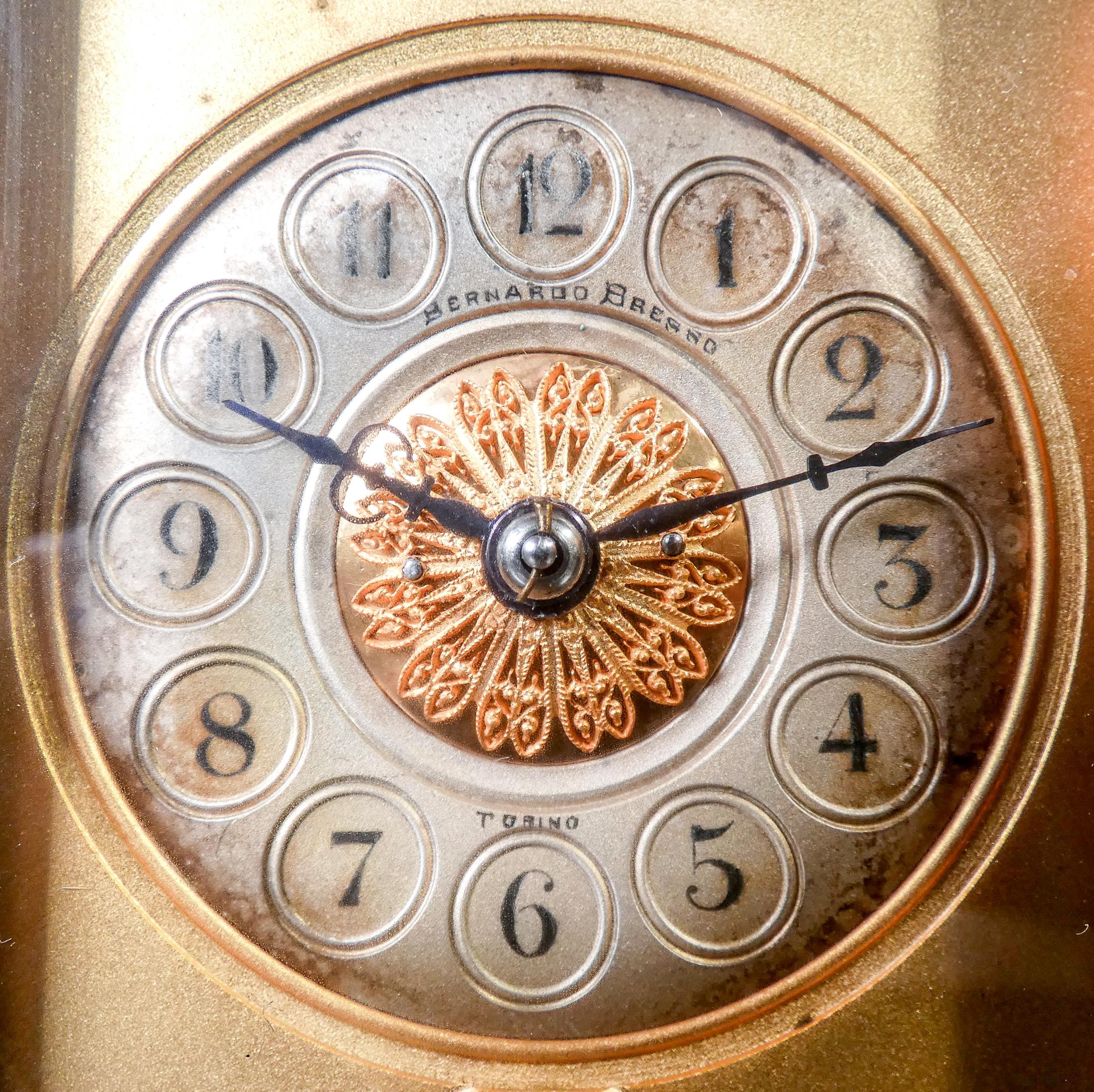 Officier clock, Pendulette with alarm, strikes at mid-hour and ...