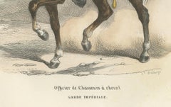 Officier de Chasseurs à Cheval, Garde Impériale - Gravure sur la cavalerie napoléonienne 1843