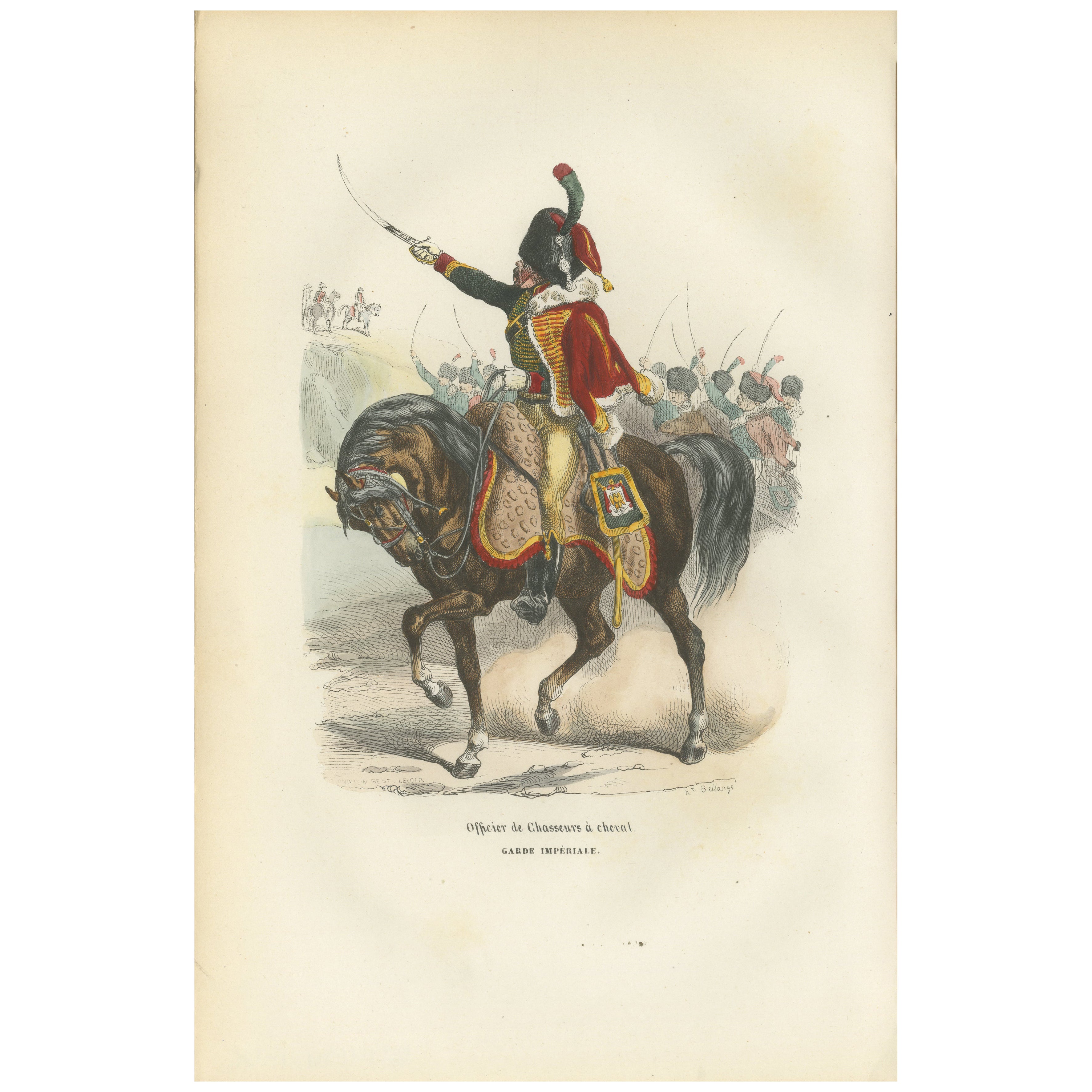 Officier de Chasseurs à Cheval, Garde Impériale – Napoleonic Cavalry Print 1843