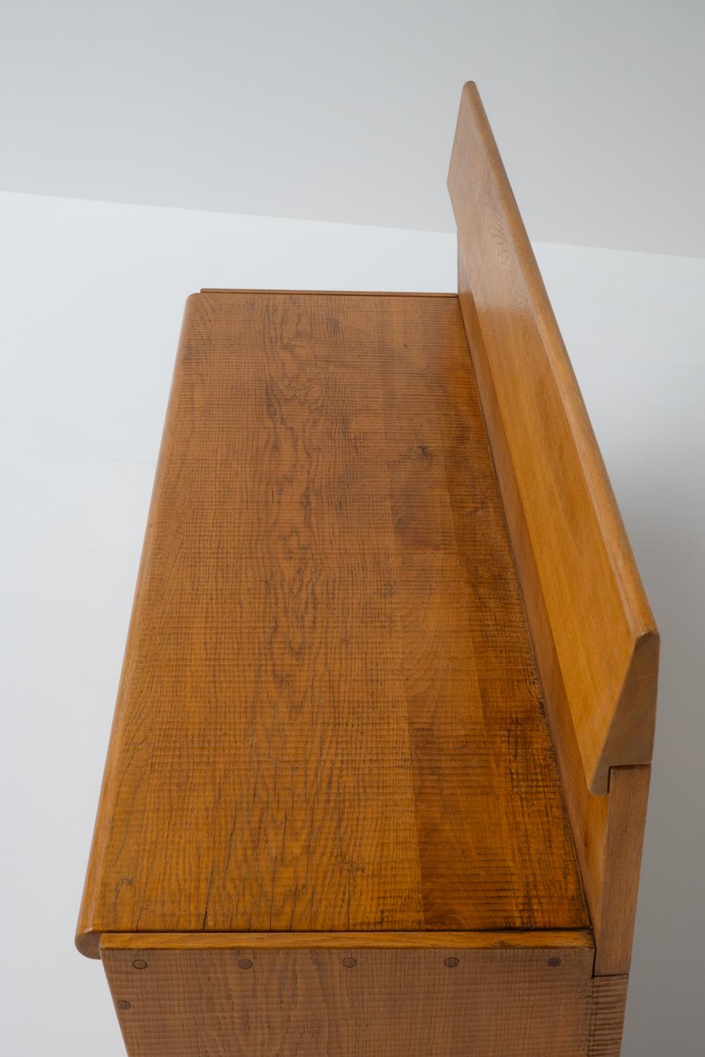 Officina Rivadossi Oak Bench, Italy 1970s In Good Condition For Sale In Antwerp, BE