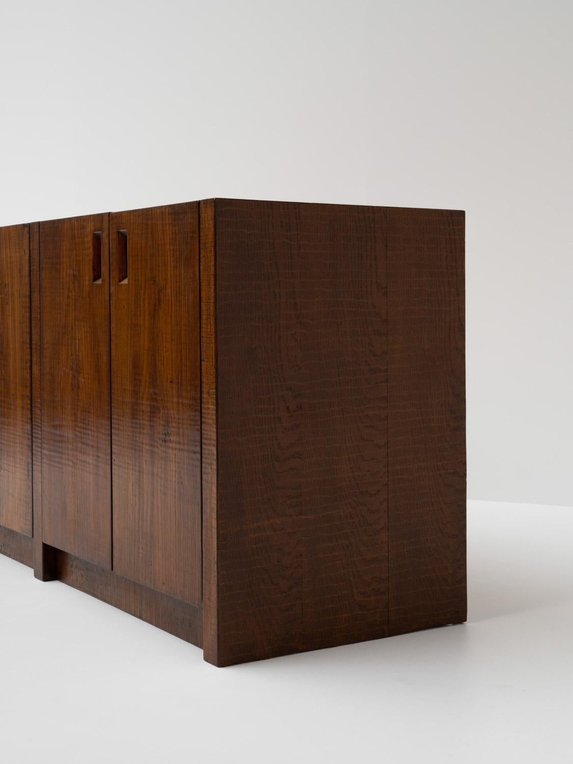 Mid-Century Modern Officina Rivadossi Sideboard in Solid Oak, Italy 1970s For Sale
