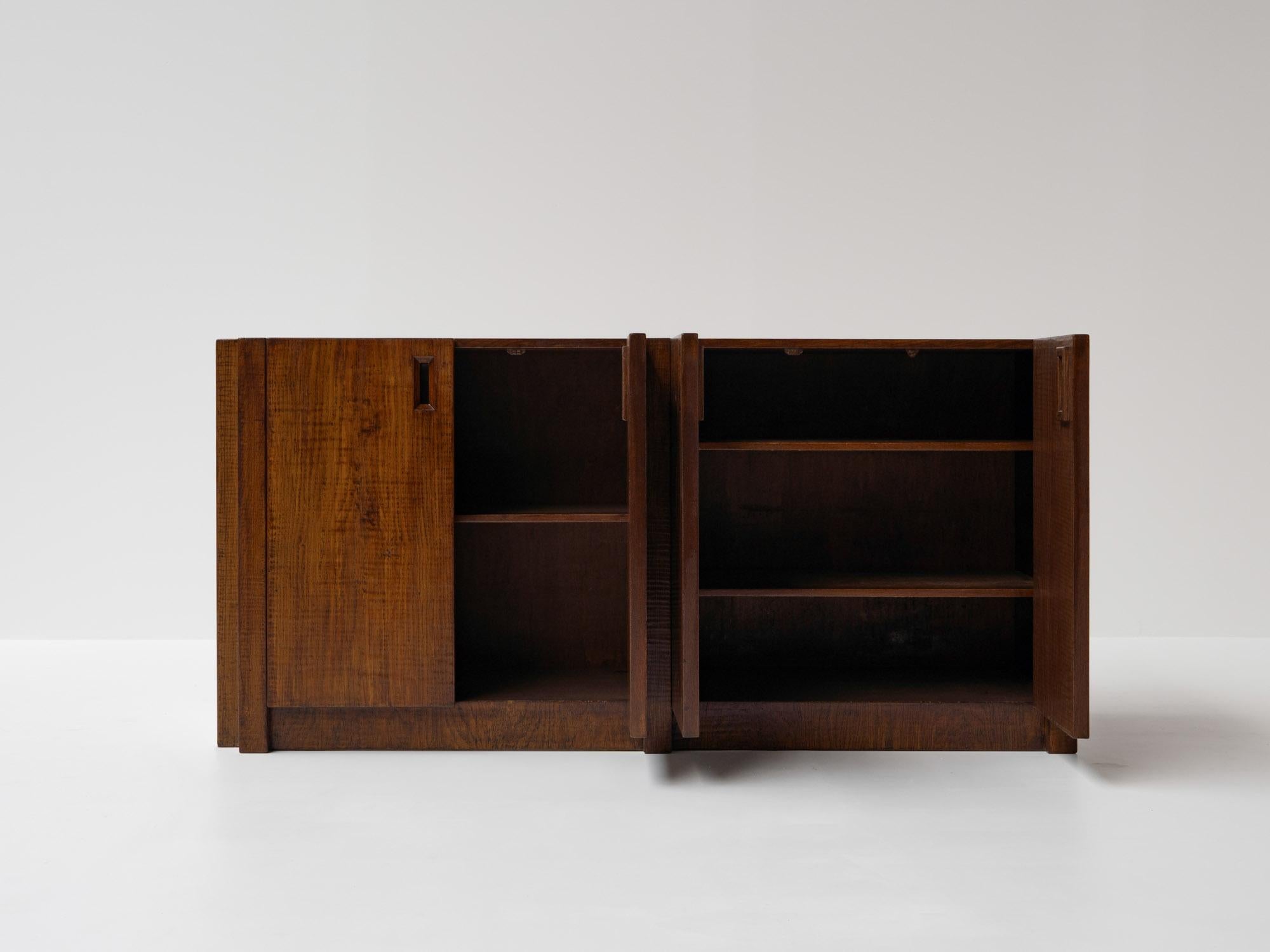 Late 20th Century Officina Rivadossi Sideboard in Solid Oak, Italy 1970s For Sale