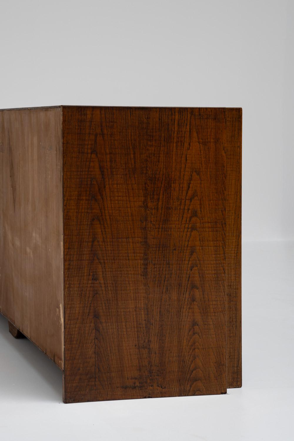 Officina Rivadossi Sideboard in Solid Oak, Italy 1970s For Sale 1