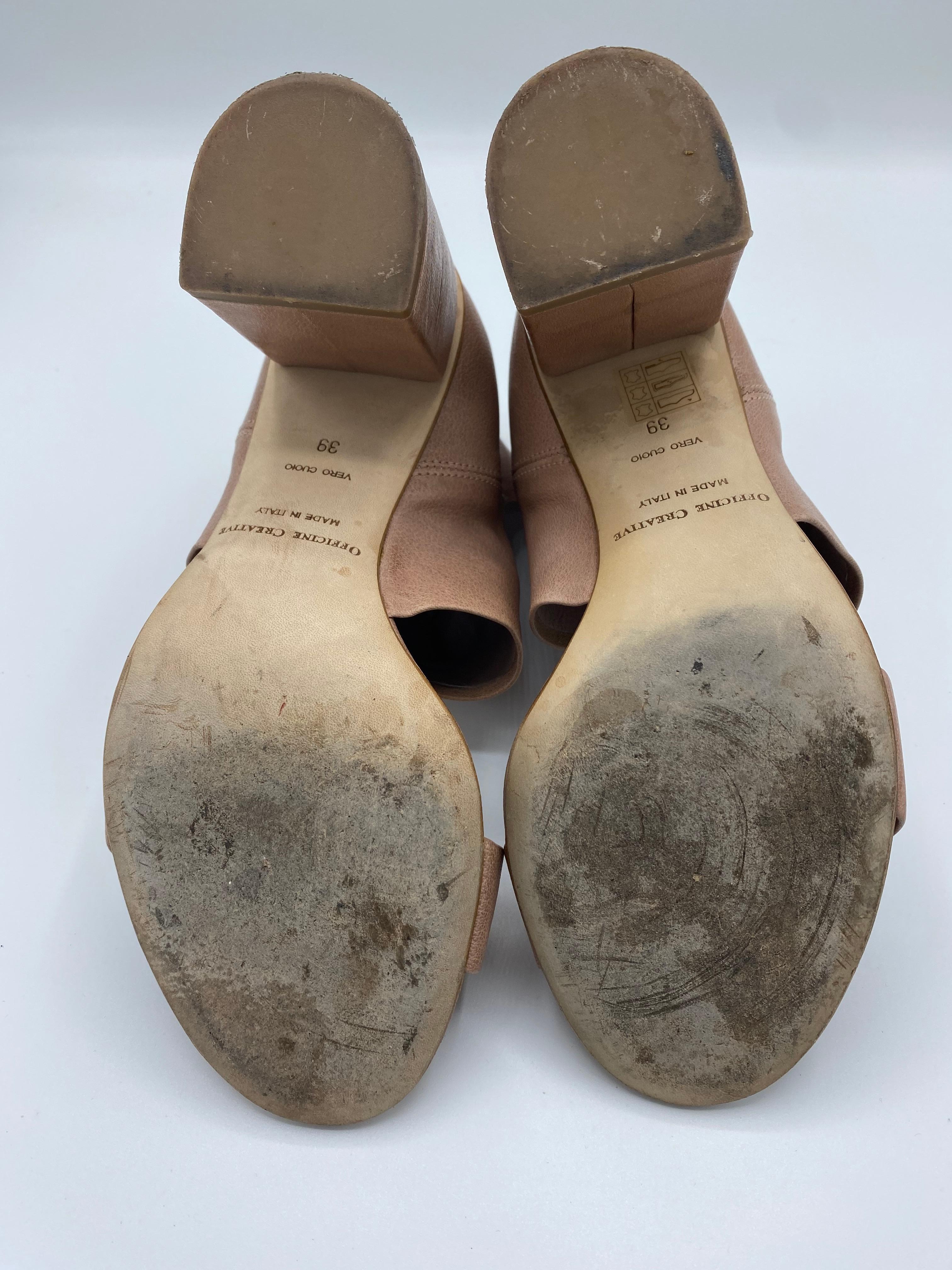 Officine Creative Beige Leather Heel Sandals, Size 39 For Sale 1