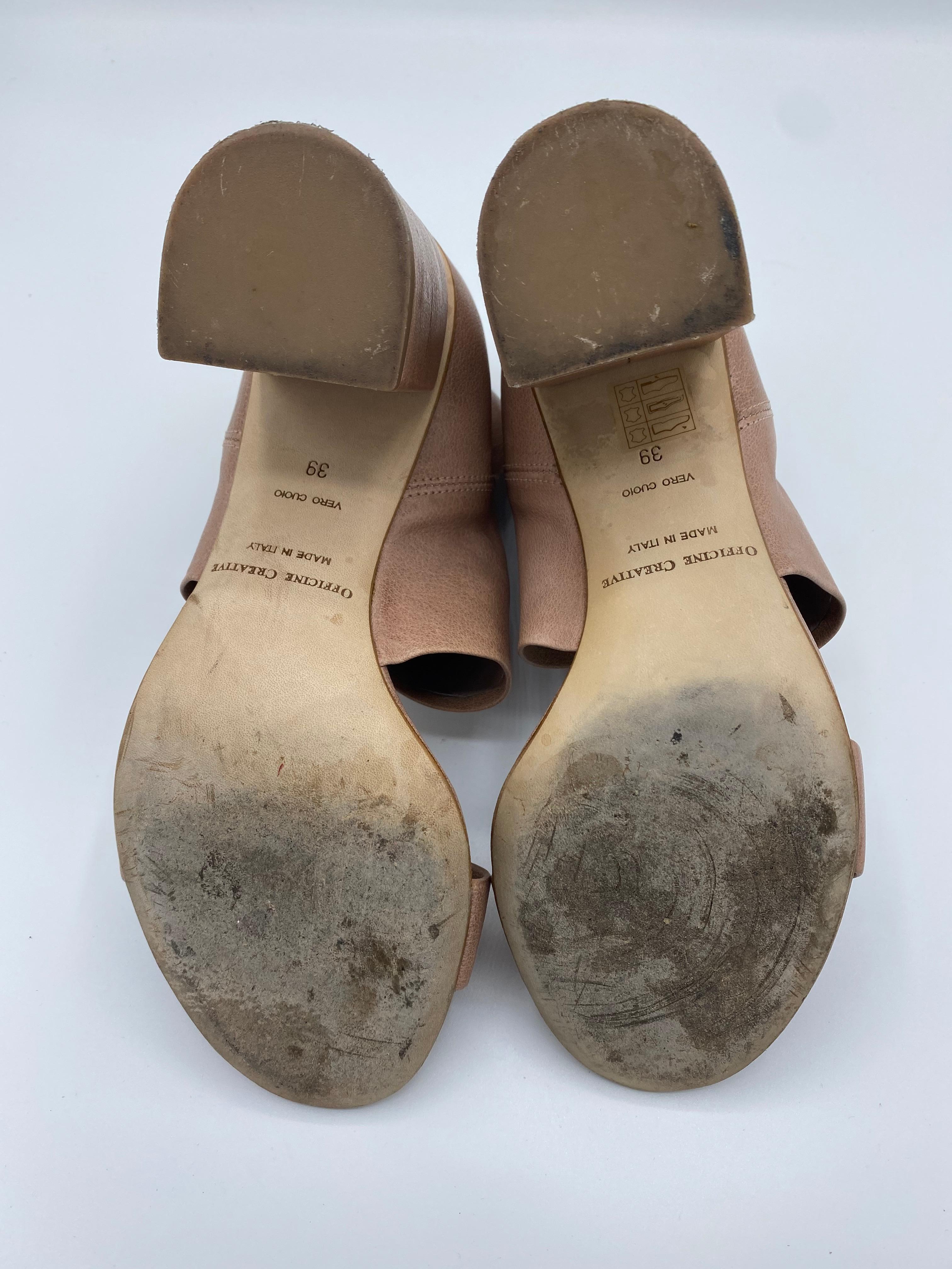 Officine Creative Beige Leather Heel Sandals, Size 39 For Sale 2