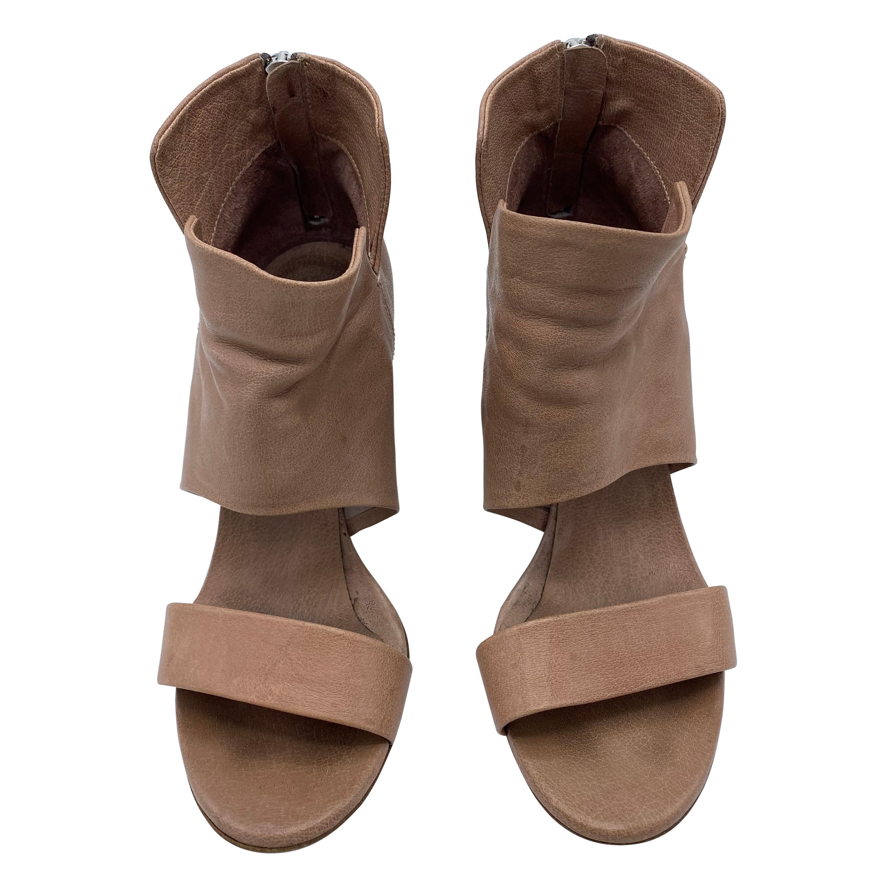 Officine Creative Beige Leather Heel Sandals, Size 39 For Sale