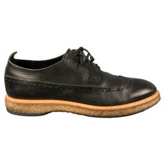 OFFICINE CREATIVE Size 11 Black Perforated Leather Wingtip Lace Up Shoes