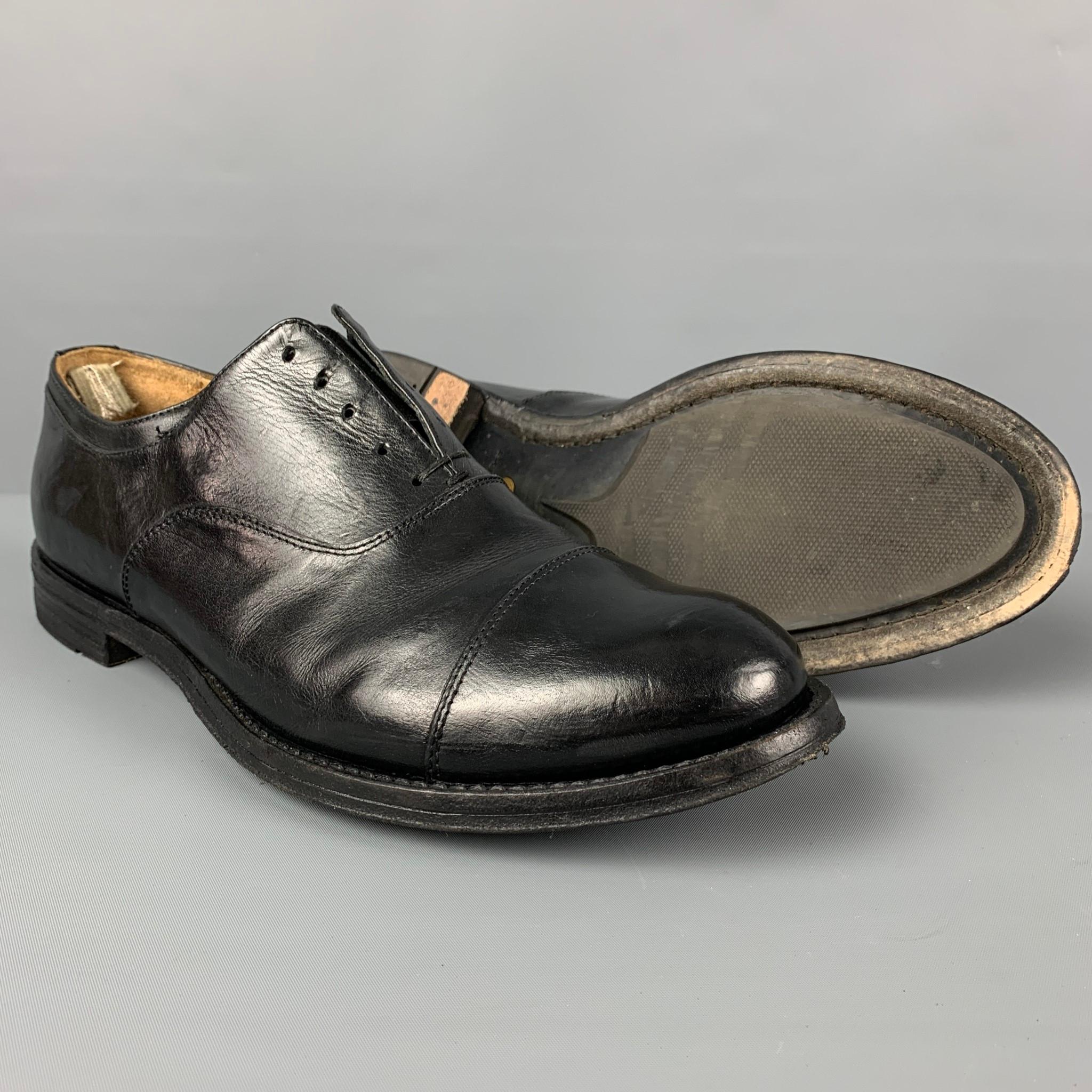 OFFICINE CREATIVE Size 8 Black Leather Lace Up Shoes In Good Condition In San Francisco, CA
