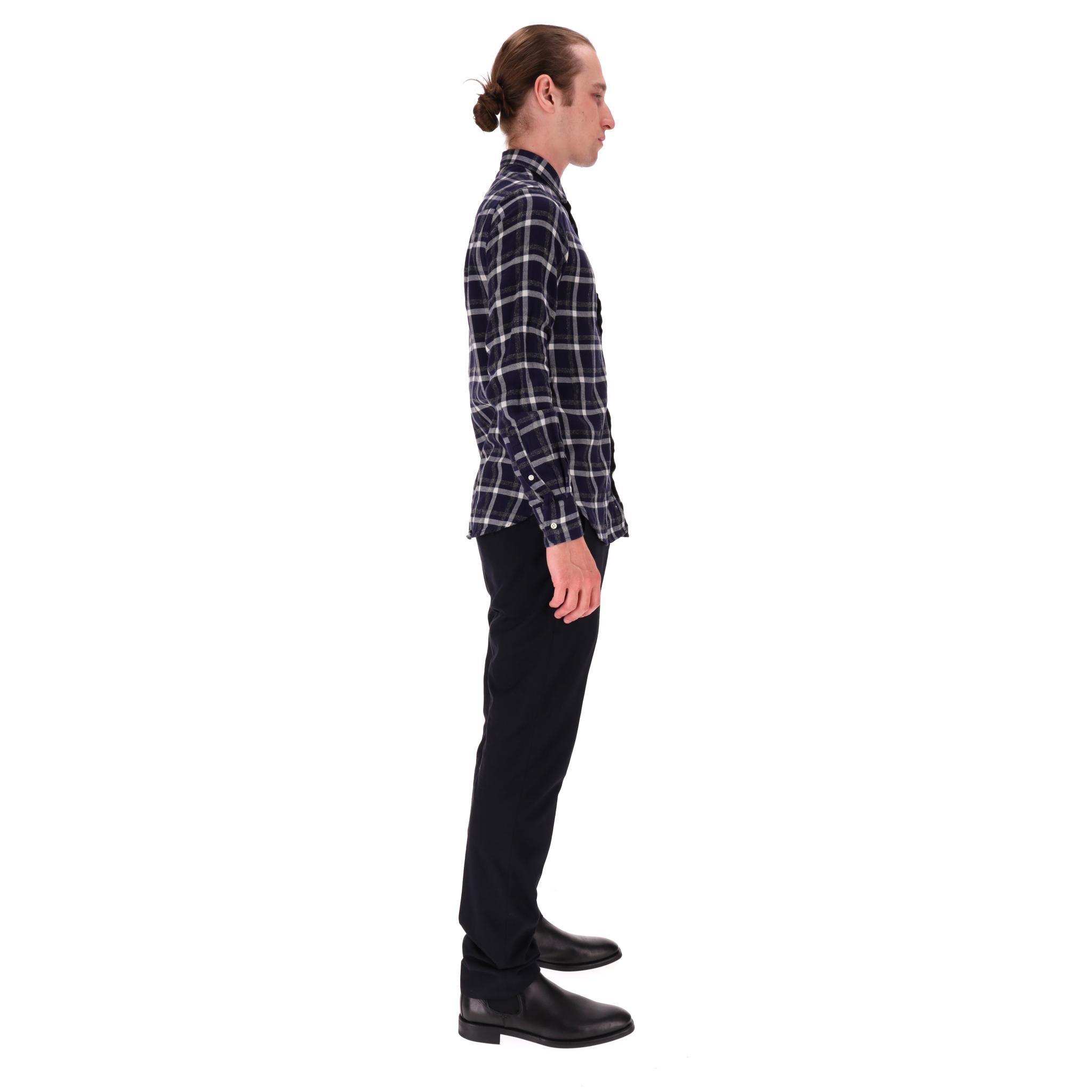 Camisa de algodón a cuadros Officine Generale Negro en venta