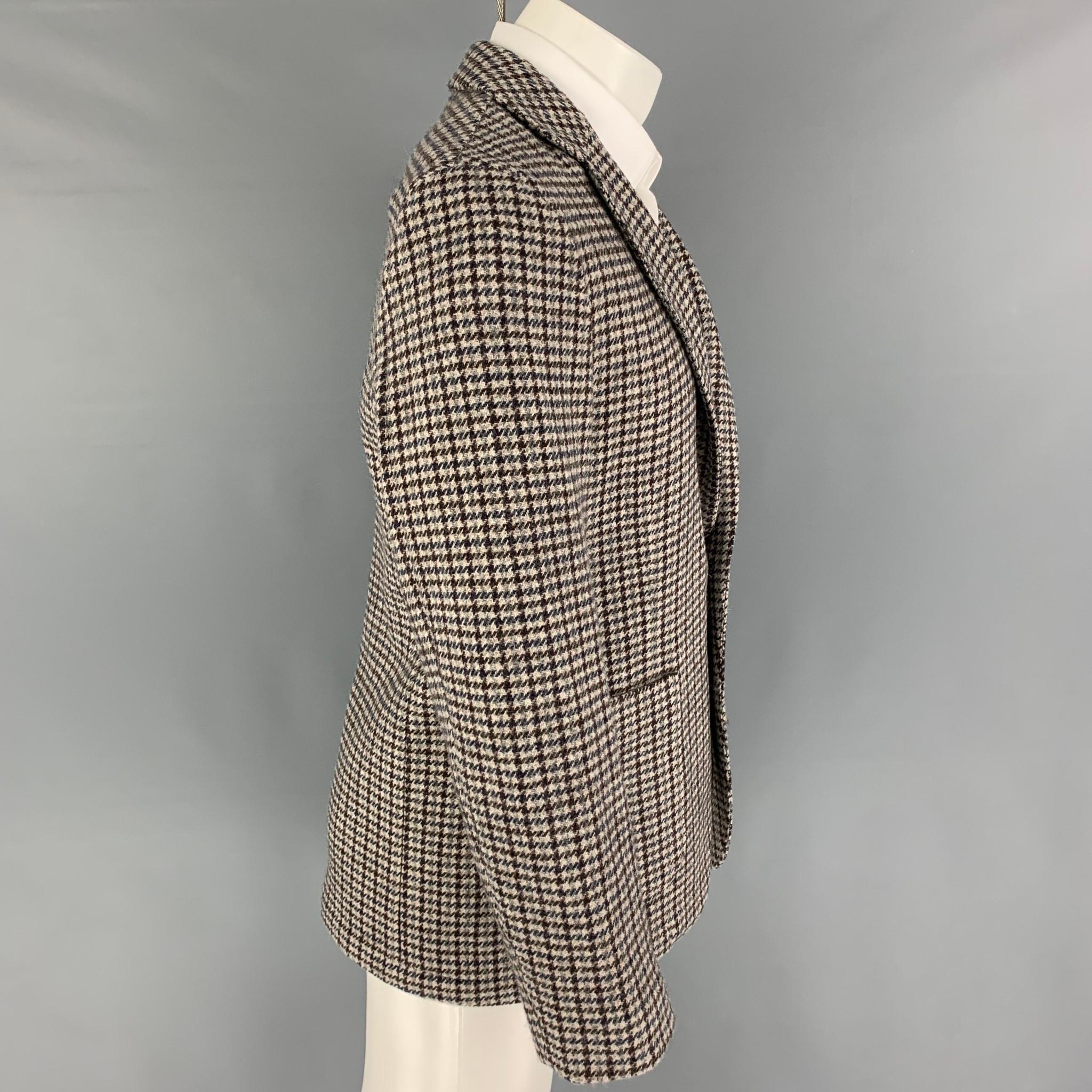 Gray OFFICINE GENERALE Size 38 Grey Brown Navy Plaid Wool Sport Coat